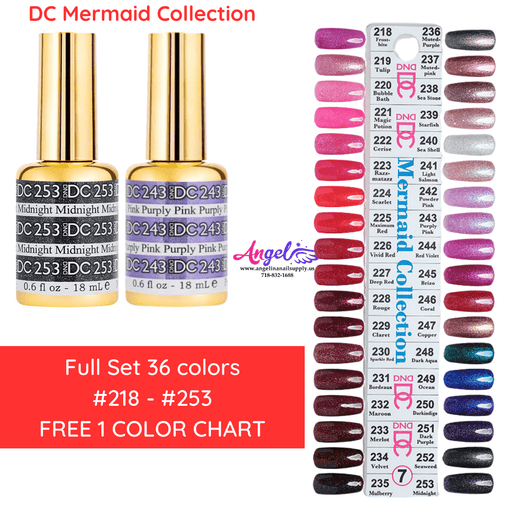 DC7 Collection #7 Mermaid GEL ONLY (Full Set 36 colors #218 - #253) - Angelina Nail Supply NYC