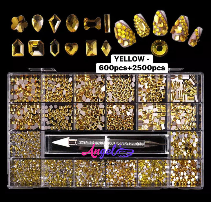 Diamond - Rhinestone Box set 600pcs + 2500pcs - Angelina Nail Supply NYC