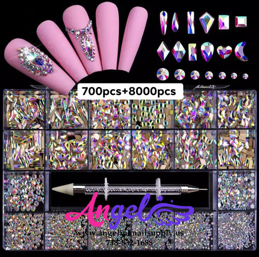 Diamond - Rhinestone Box set 700pcs + 8000pcs - Angelina Nail Supply NYC