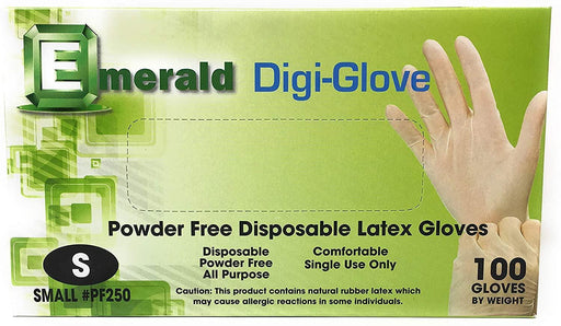 Emerald Latex Digi-Glove - Powder Free(Small - Case/10 boxes) - Angelina Nail Supply NYC