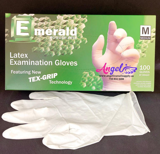 Emerald Latex Glove - Powder Free - Angelina Nail Supply NYC