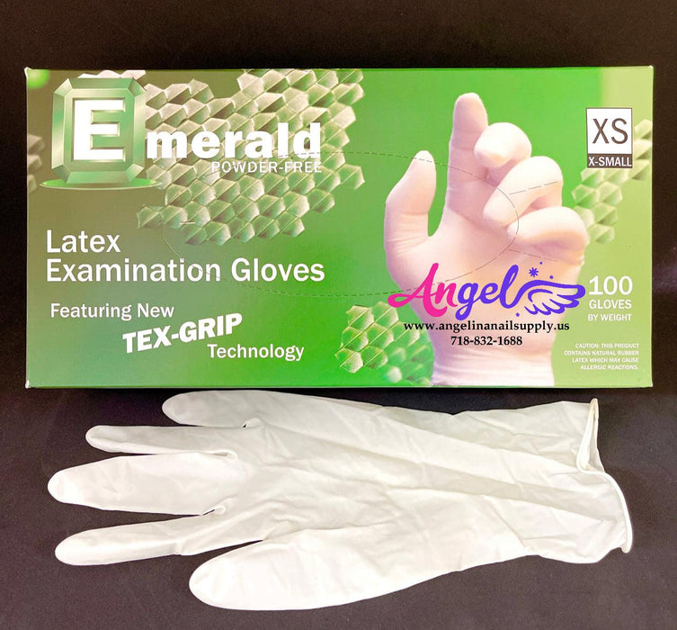 Emerald Latex Glove - Powder Free(X-Small - Case/10 boxes) - Angelina Nail Supply NYC