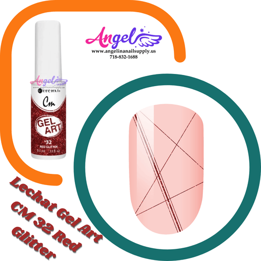 Lechat Gel Art CM 32 Red Glitter - Angelina Nail Supply NYC