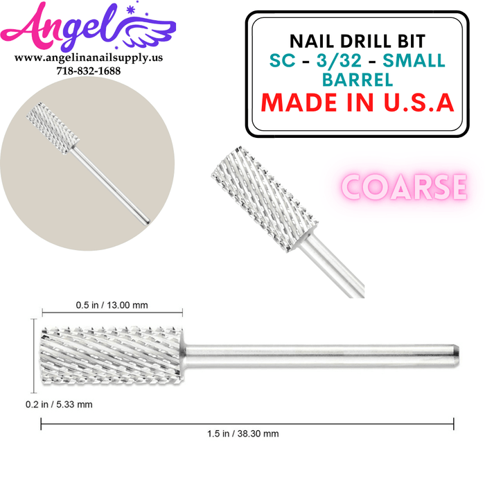 Nail Drill Bit - SC - 3/32 - Small Barrel - Angelina Nail Supply NYC