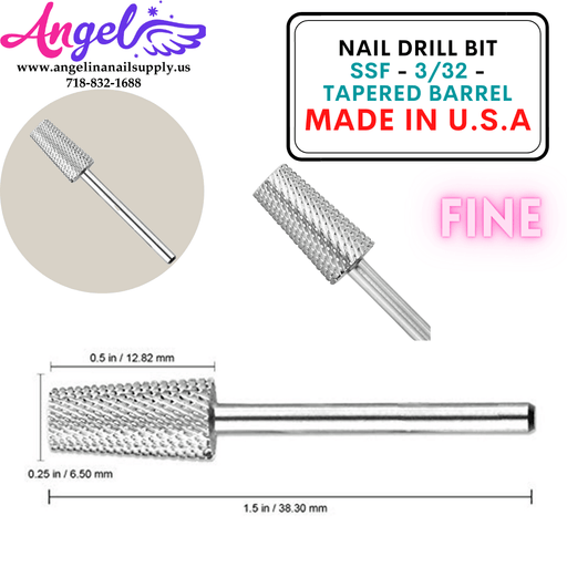 Nail Drill Bit - SSF - 3/32 - Tapered Barrel - Angelina Nail Supply NYC