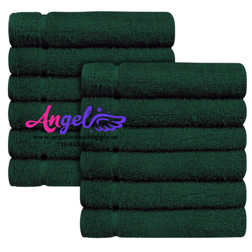 Pedicure Towel - Green (Pack of 12) - Angelina Nail Supply NYC