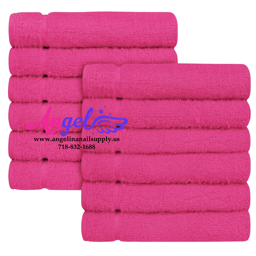 Pedicure Towel - Pink (Pack of 12) - Angelina Nail Supply NYC