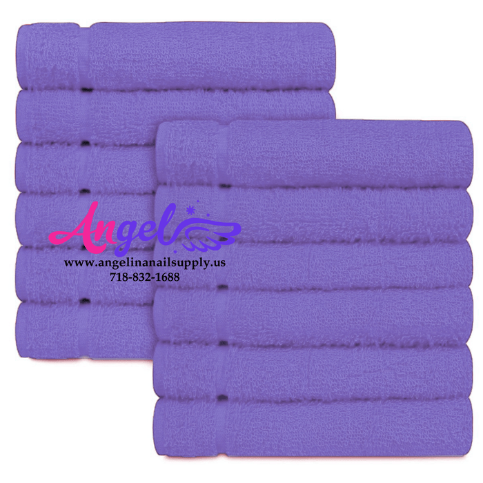 Pedicure Towel - Purple (Pack of 12) - Angelina Nail Supply NYC