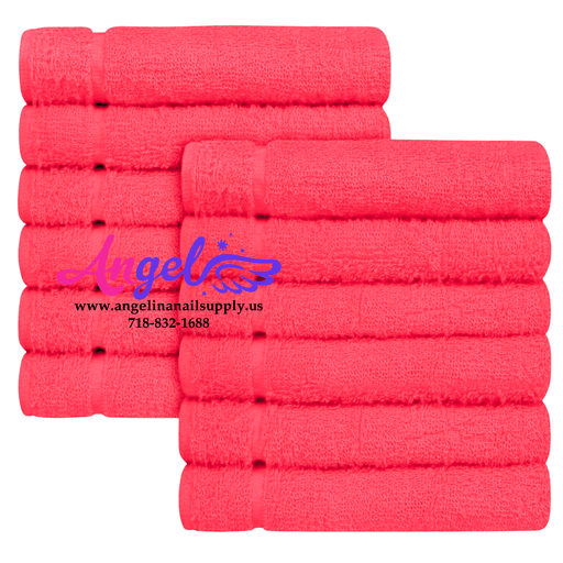 Pedicure Towel - Red (Pack of 12) - Angelina Nail Supply NYC