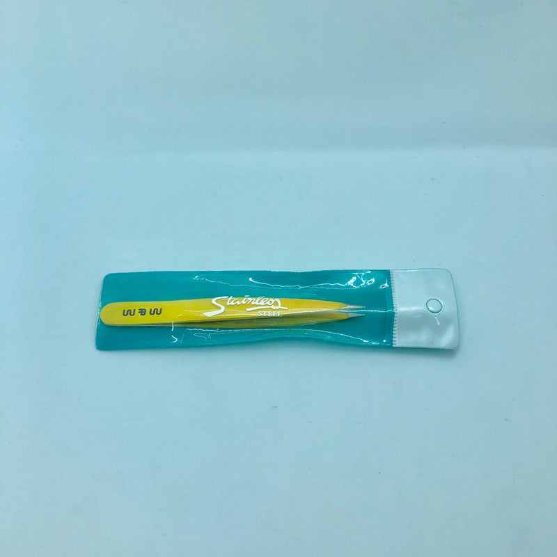 Stainless Tweezer - Pointy Regular Yellow - Angelina Nail Supply NYC